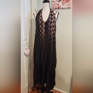 All Saints Black and Brown Patterned Silk Maxi Dress
